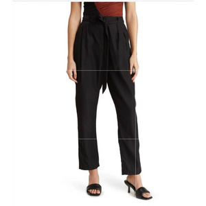 LUSH Bow Tie Waist Black Wide Leg Trouser Pants